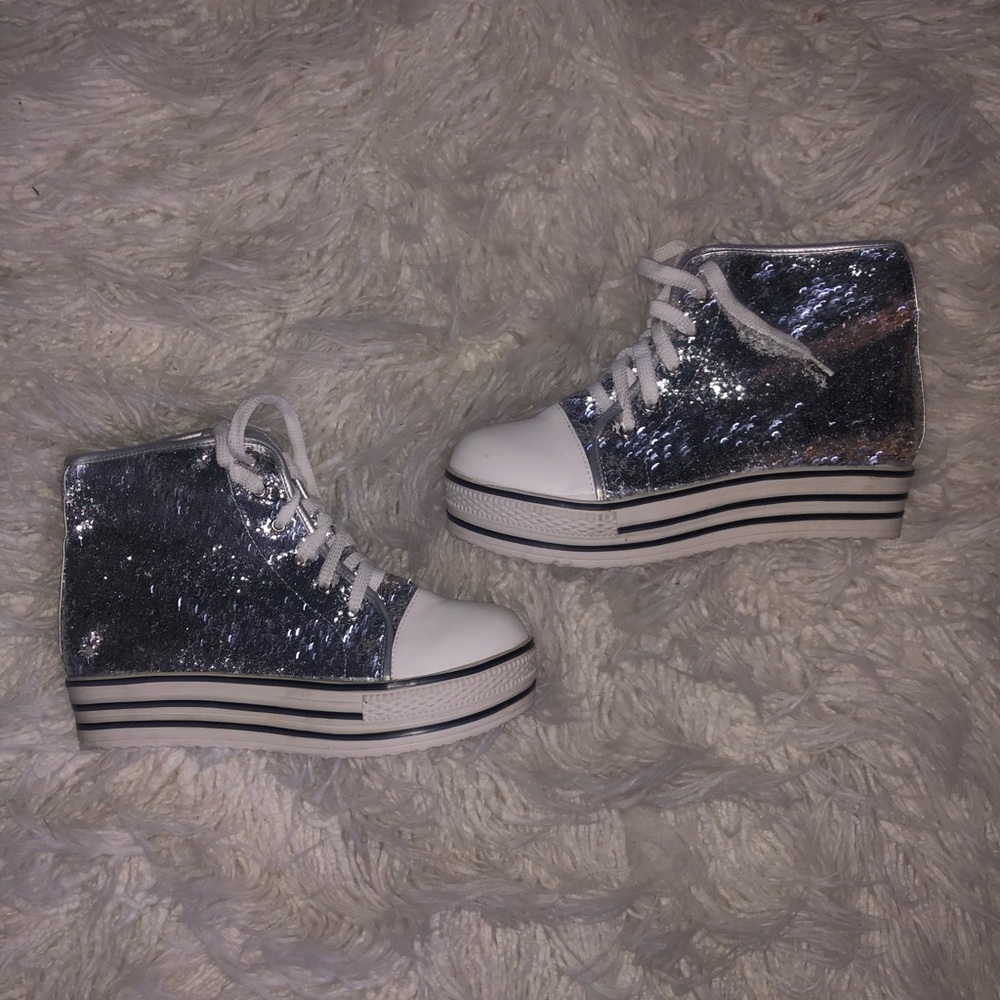 Platform Glitter Sneakers